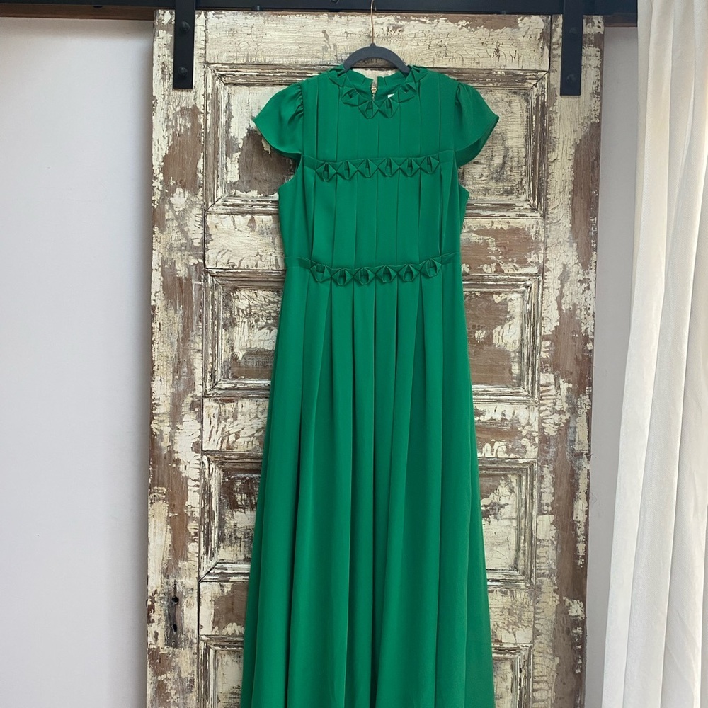 Ted Baker London Emerald Green Pleated Maxi Dress, Size 2 - Picture 6 of 14
